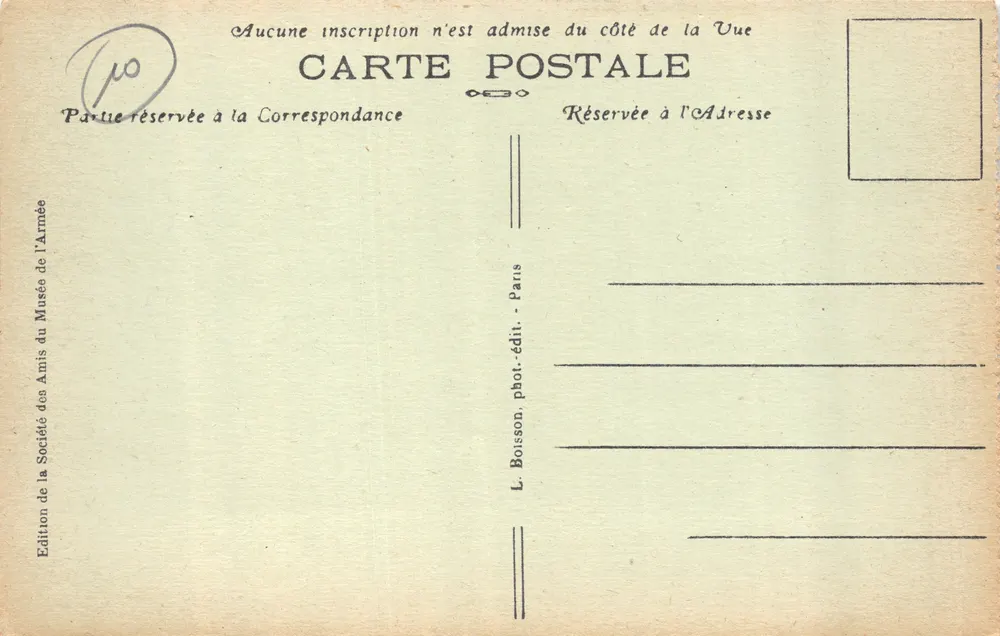 Paris — Hôtel des Invalides — Cour d'Honneur — J. H. — n°44 - Verso
