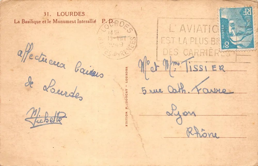 Lourdes — Die Basilika und das Interalliierte Denkmal — Edition P. Doucet, Lourdes, Nr. 31 - Rückseite