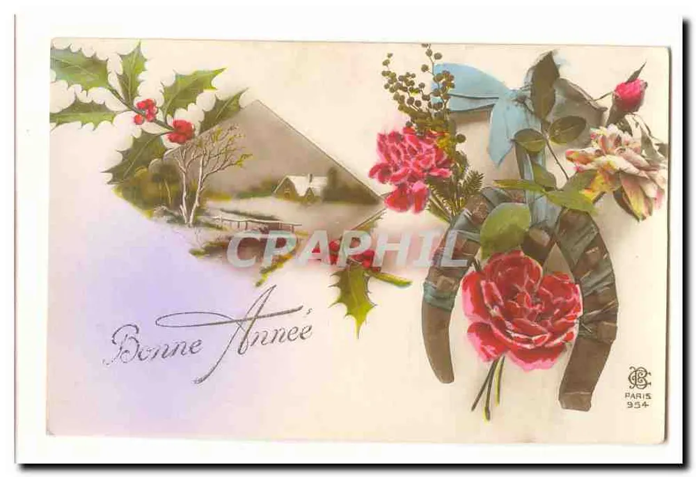 Blumenstrauß und Eberesche — Frohe Weihnachten — Paris 934 - Vorderseite