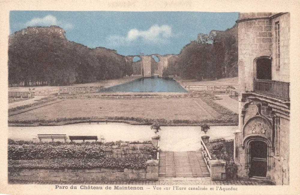 Park des Schlosses Maintenon — Ansicht der kanalisierten Eure und des Aquädukts — Verleger Lefèvre, Buchhändler - Vorderseite