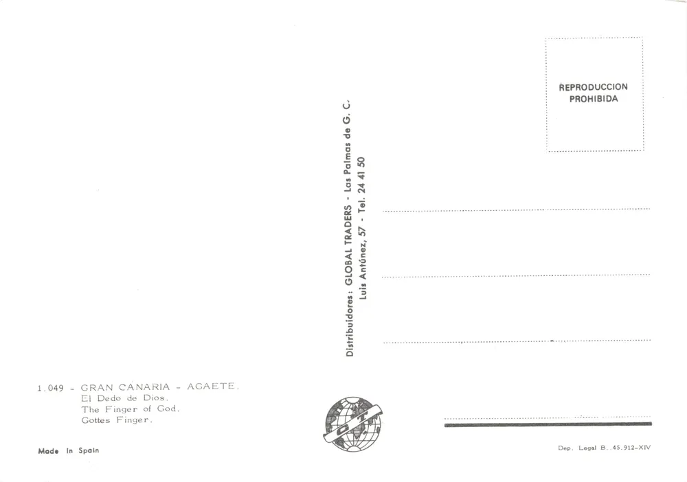 Le Dédé de Dios — küstengeologisches Phänomen — Verlag GLOBAL TRADERS, Nr. 1.049 - Rückseite