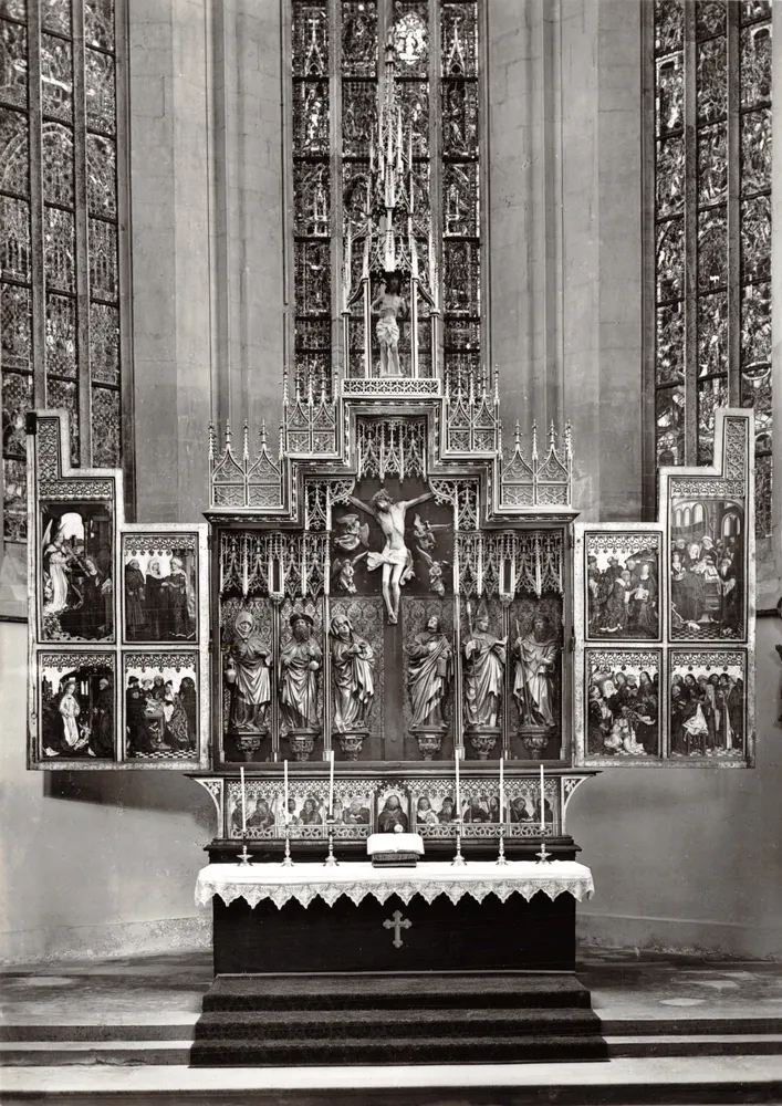 St. Jakobskirche — Hochaltar des Ostchors 1466 — Verlag A. Ohmayer, Nr. A 55 - Vorderseite