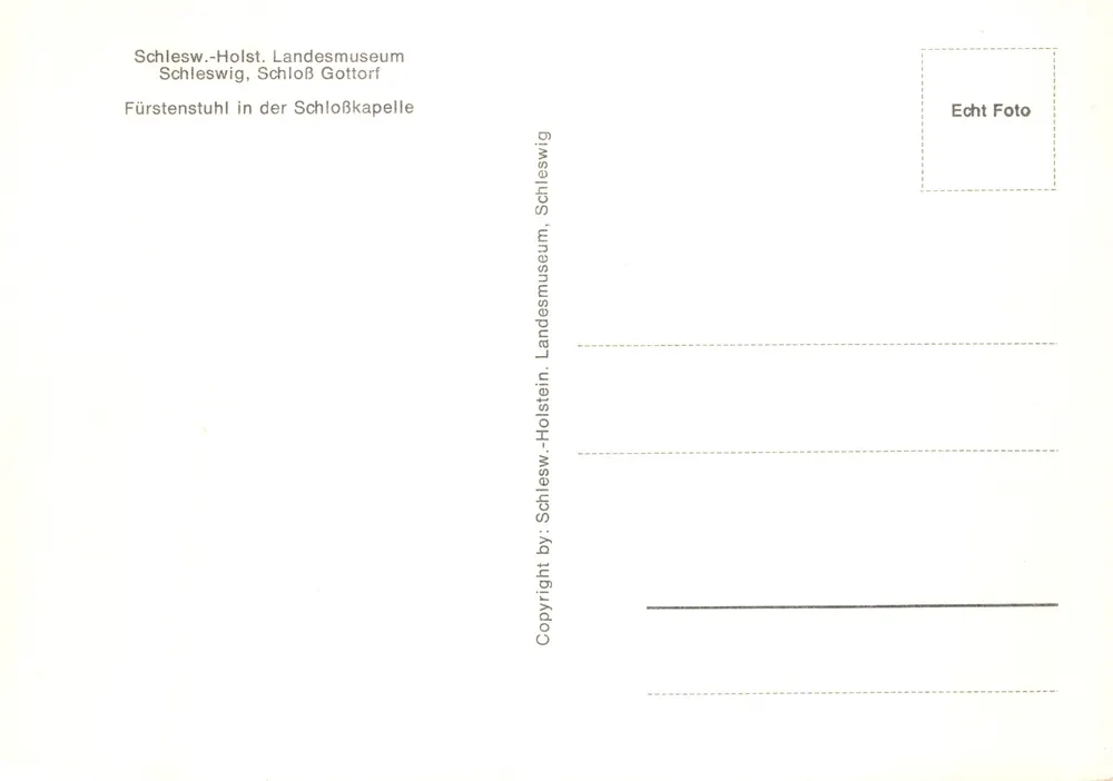 Reich verziertes Innere — Kapelle des Schlosses Gottorf — Verleger Schlesw.-Holst. Landesmuseum - Rückseite