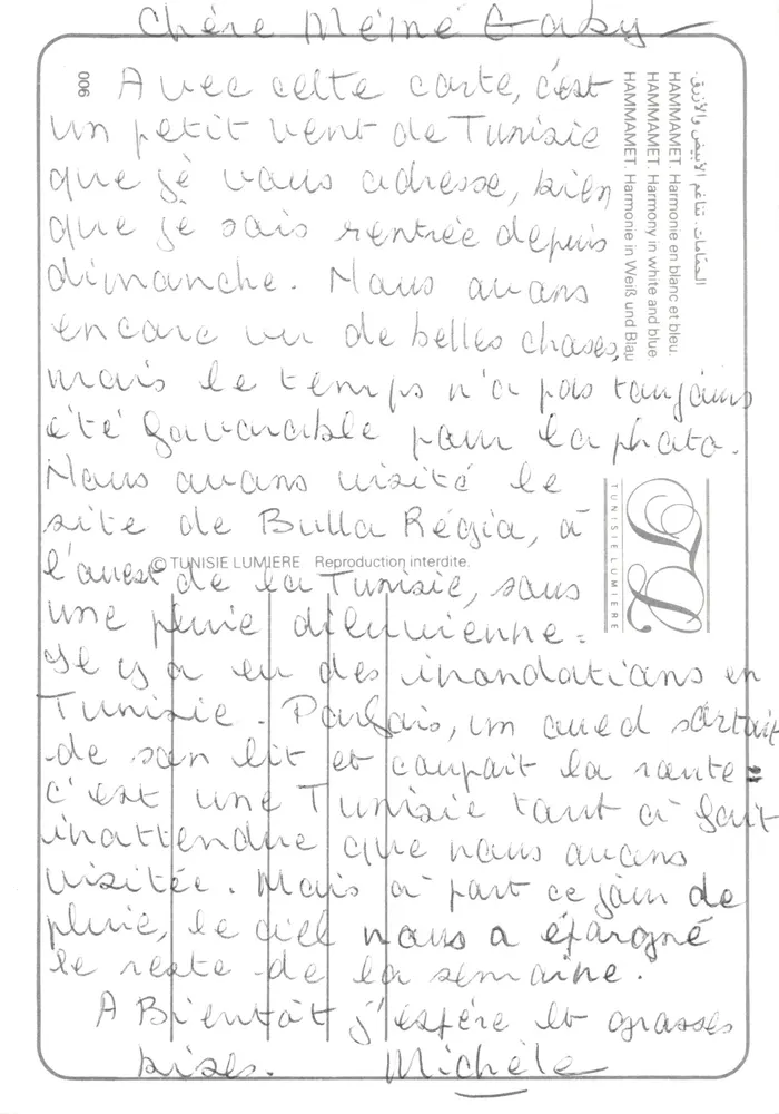 Hammamet — Blick aufs Meer mit weißen Kuppeln — Verlag TUNISIE LUMIERE - Rückseite
