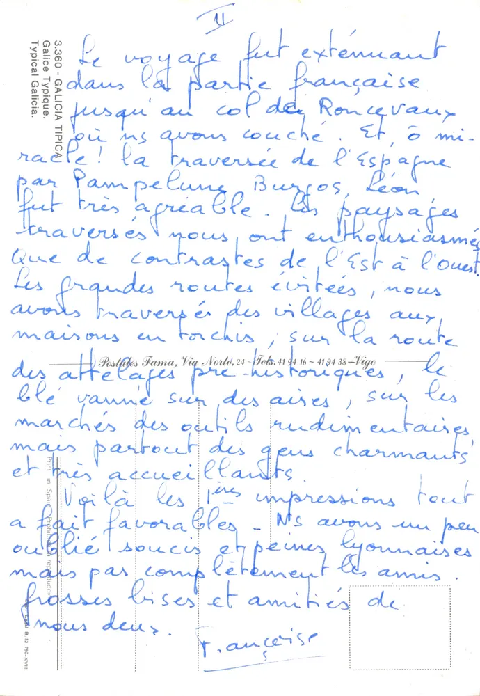 Pouca de Galicia — Haus auf Stelzen — Galicia Tipica — Verlag Postales Fama - Rückseite