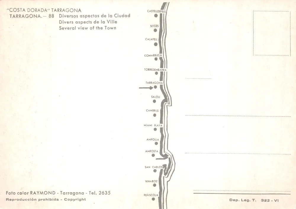 Tarragon — Küstenblick und römische Ruinen — Verlag RAYMOND, Nr. 88 - Rückseite