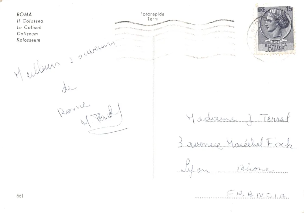 Rome — Colisée — éditeur Fotorapida Terni n°661 - Verso