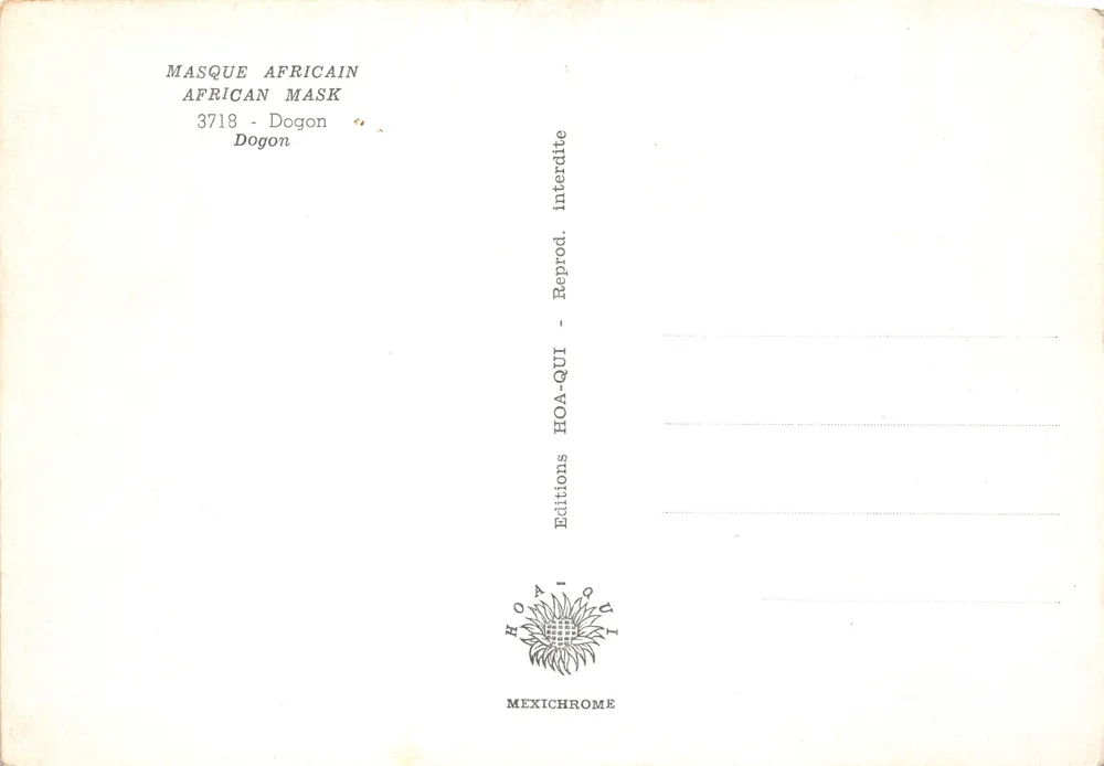Afrikanisches Gesicht — Dogon — Verlag Editions HOA-QUI, Nr. 3718 - Rückseite