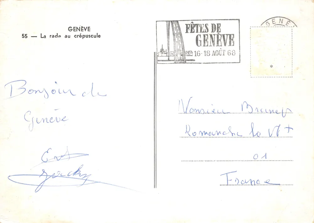 Genève — La rade au crépuscule — Éditeur : FÊTES DE GENÈVE - Verso