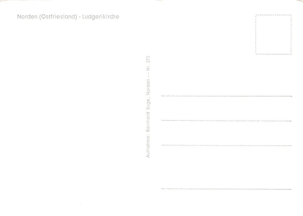 Norden (Ostfriesland) — Ludgerikirche — Verlag Reinhard Ruge, n° 2772 - Rückseite