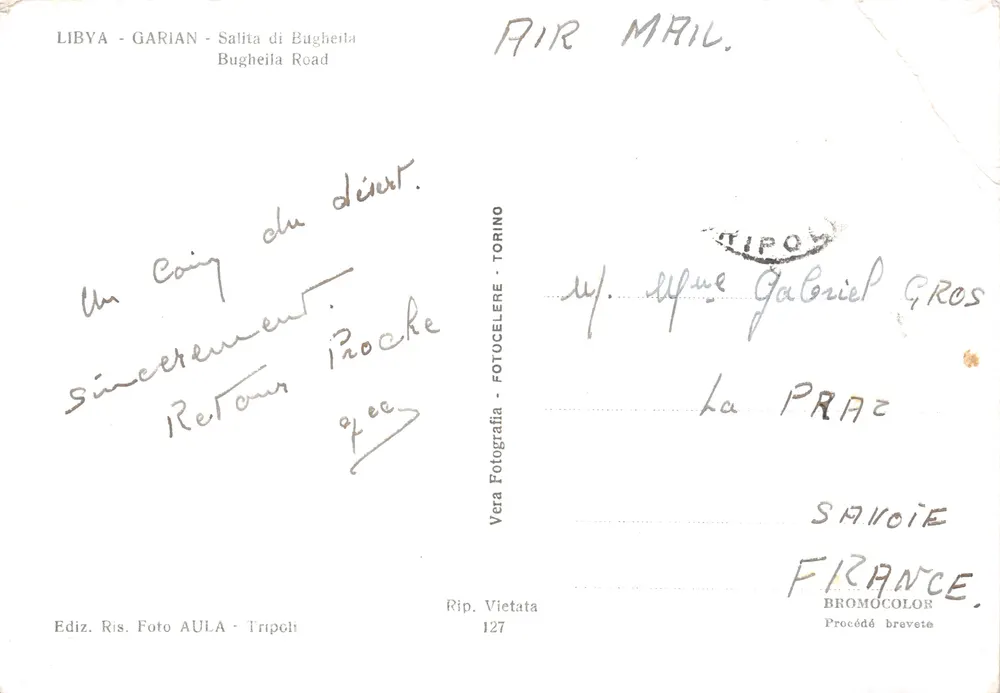 Libyen - Garian — Ansicht der Bugheïlastraße — Verlag Vera Fotografia - Tripoli - Rückseite