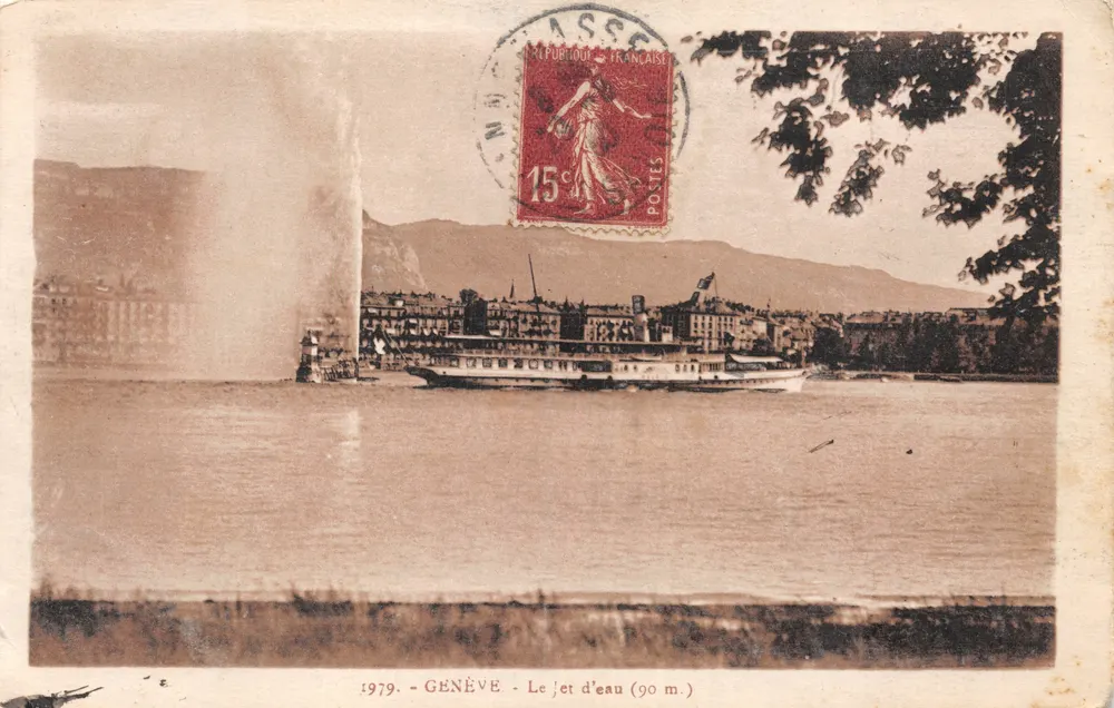 Genève — Le Jet d'eau (90 m.) — J. Ronoblet, Annemasse (Hte-Savoie) - Recto