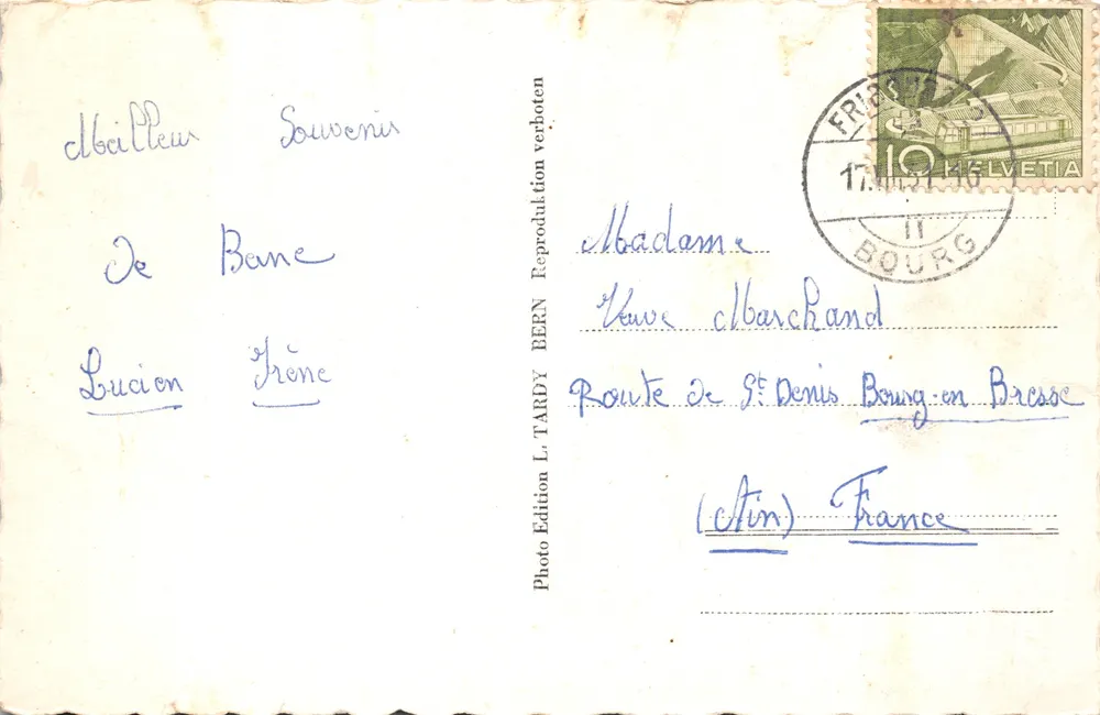 Bern — Ansicht des Bundeshauses und des Bellevue-Palastes — Edition L. TARDY - Rückseite