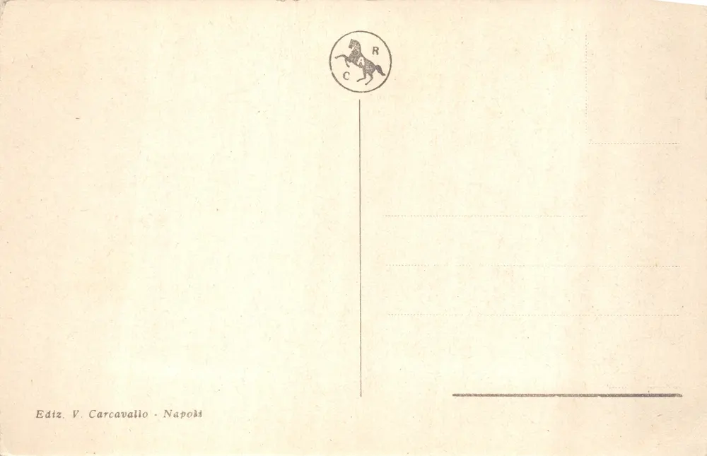 Naples — Via Roma mit zentraler Fontäne — Verlag V. Carcavallo - Rückseite