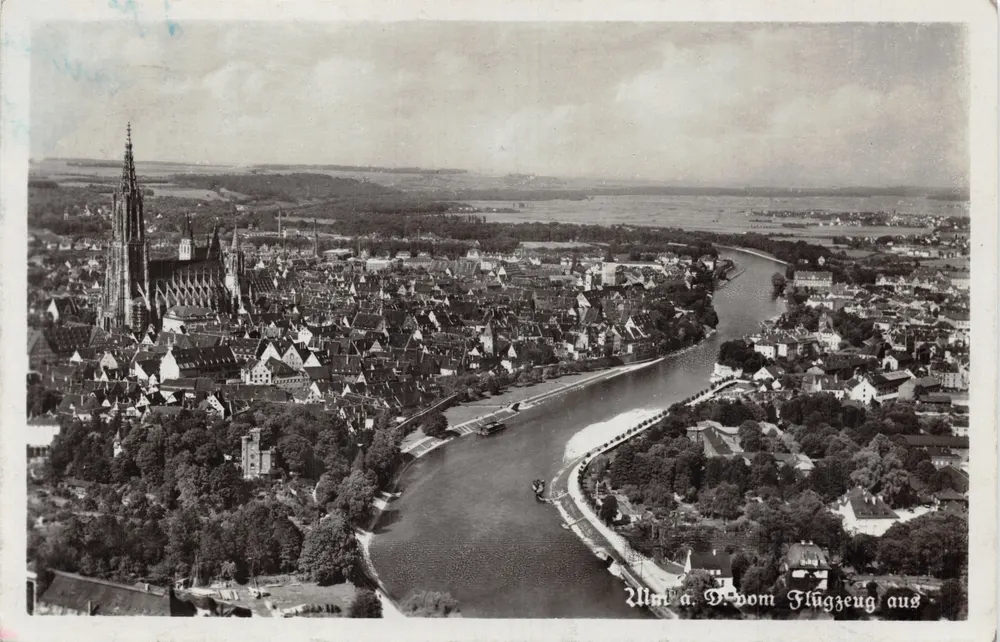 Worms — luftige Ansicht der Stadt und des Flusses — Verlag Frankh-Verlag Stuttgart - Vorderseite