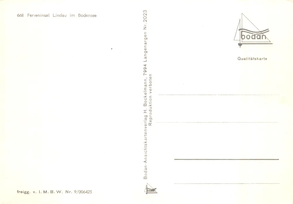 Lindau — île au lac de Constance — éditeur Bodan - पीछे