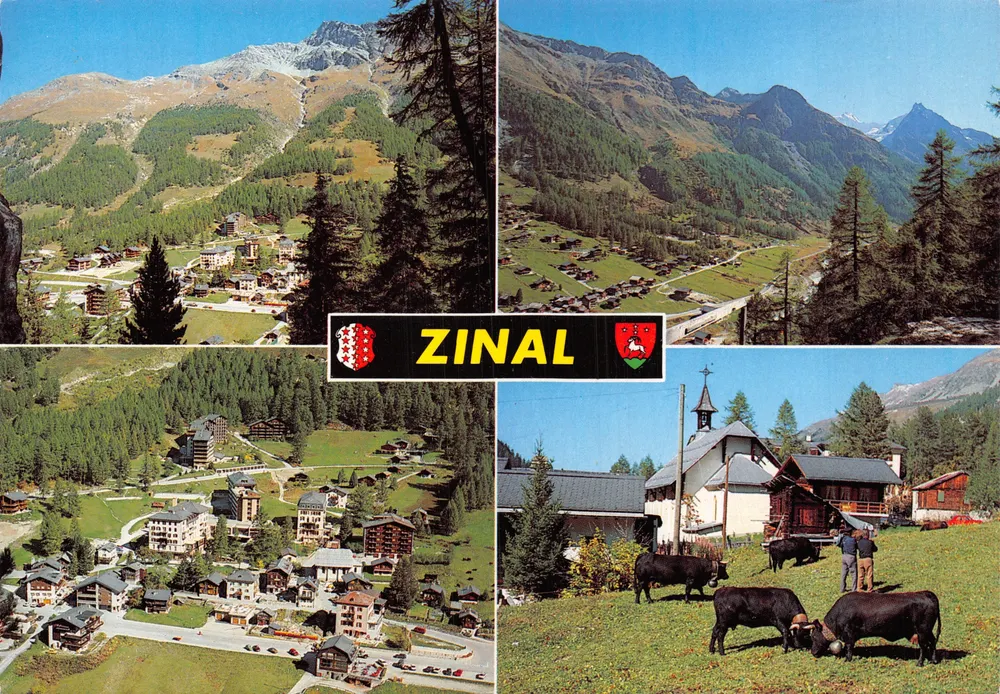 Zinal — Panoramablick und alpine Dorf — Ausgabe Perrochet S.A. - Vorderseite