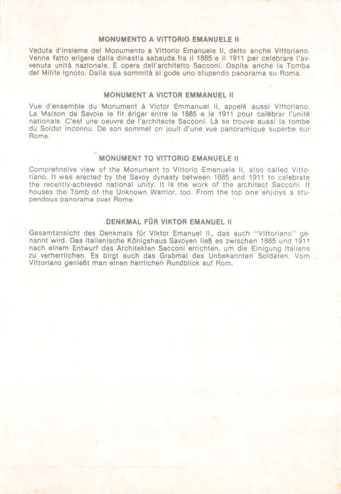 Monument zu Vittorio Emanuele II — Überblick — Verlag nicht sichtbar - Rückseite