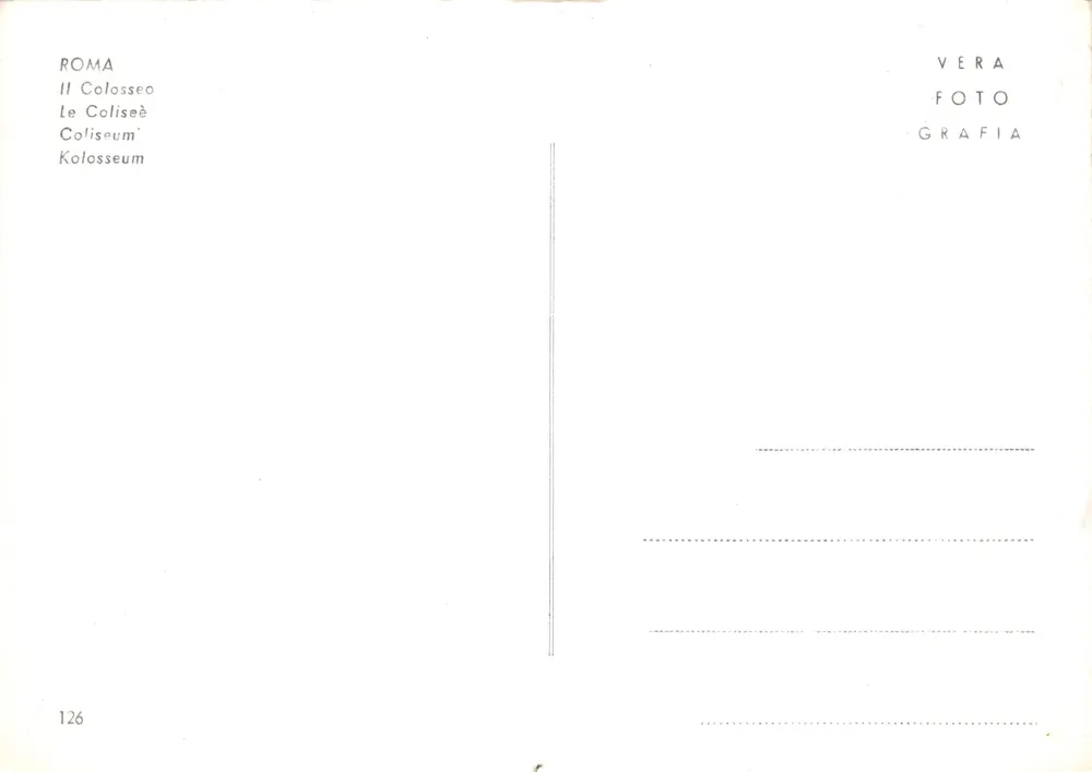 Rom — Kolosseum — Antike Ansichtskarte Antike Ansichtskarte n° 126 - Rückseite