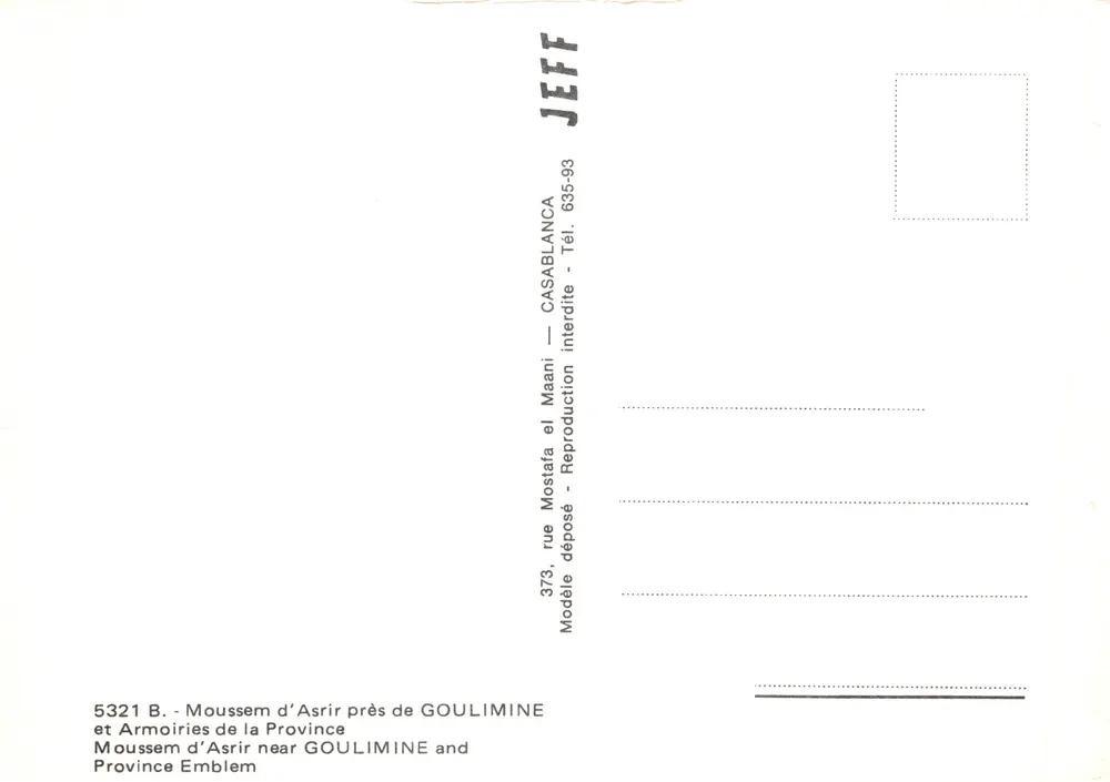 Marché des chameaux — Asir près de Goulimine — Éditeur JEFF - Verso