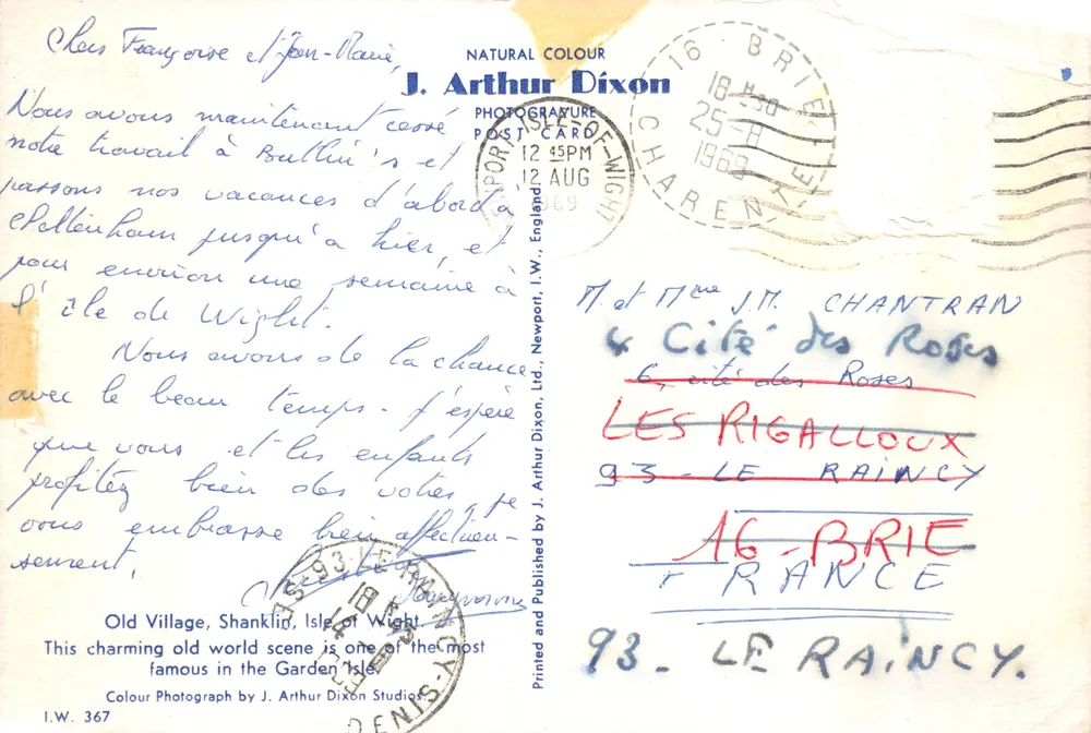 Altes Dorf, Shanklin — pittoreske Szene — J. Arthur Dixon, I.W. 367 - Rückseite