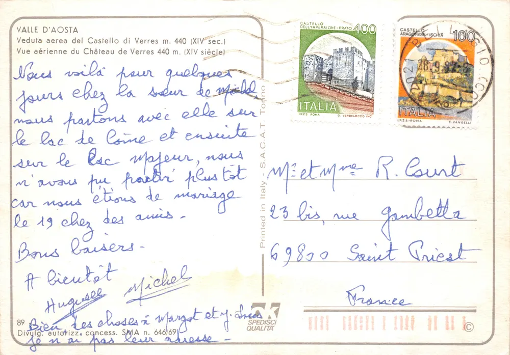 Schloss Verres — Luftbild — S.A.C.A.T. Torino - Rückseite