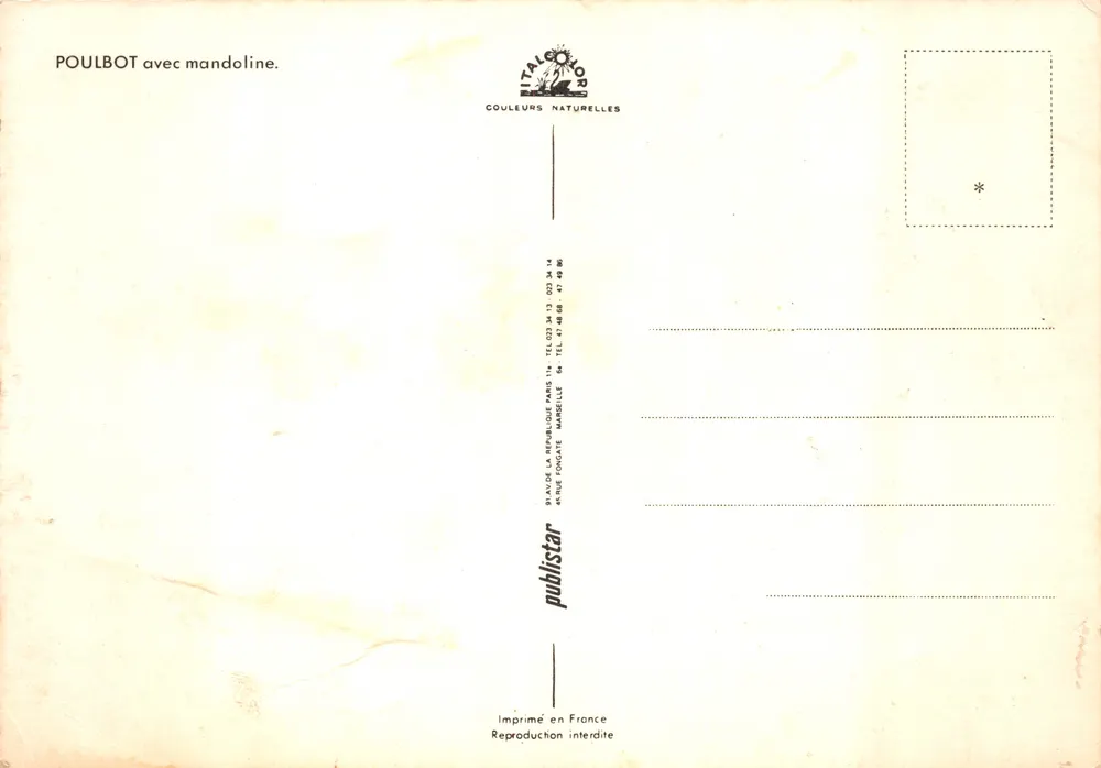 Enfant musicien — avec mandoline — éditeur ITALCOLOR - Verso