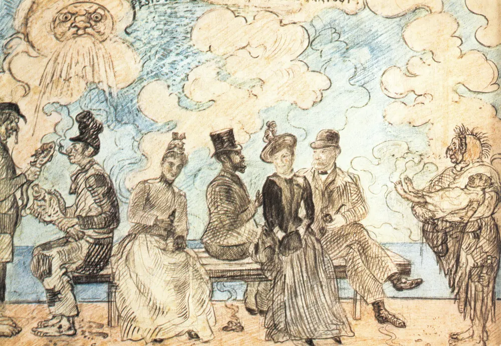 Pest unten, Pest überall — Zeichnung von James Ensor — Verlag Koninklijk Museum voor Schone Kunsten, Antwerpen, Nr. 1742 - Vorderseite
