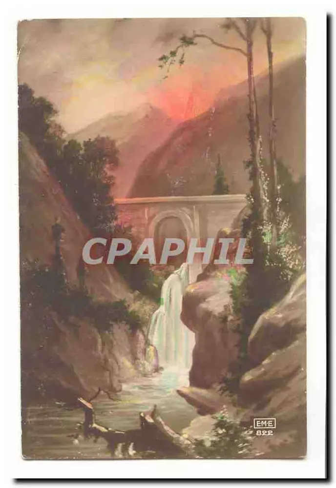 Paisagem de montanha com cachoeira — Editor EME, n° 822 - Frente