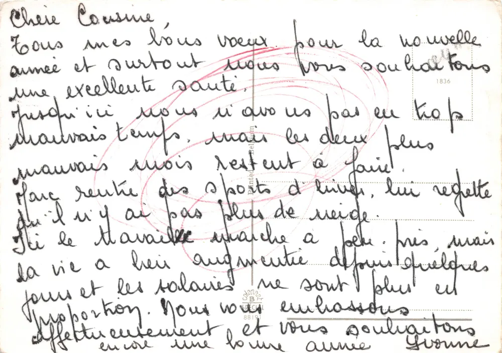 Globe terrestre décoré de voeux de Noël multilingues — éditeur 'Dantbel' n° 88191 - Verso