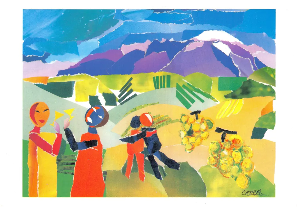 Szene von Weinbergen — künstlerische Illustration — Catherine De Sousa, Imp. Cavol, Die - Vorderseite