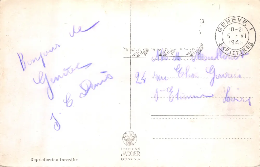 Lausanne - Place Chauderon — Panoramablick mit Straßenbahn und Verlag 'Editions Jaeger' - Rückseite