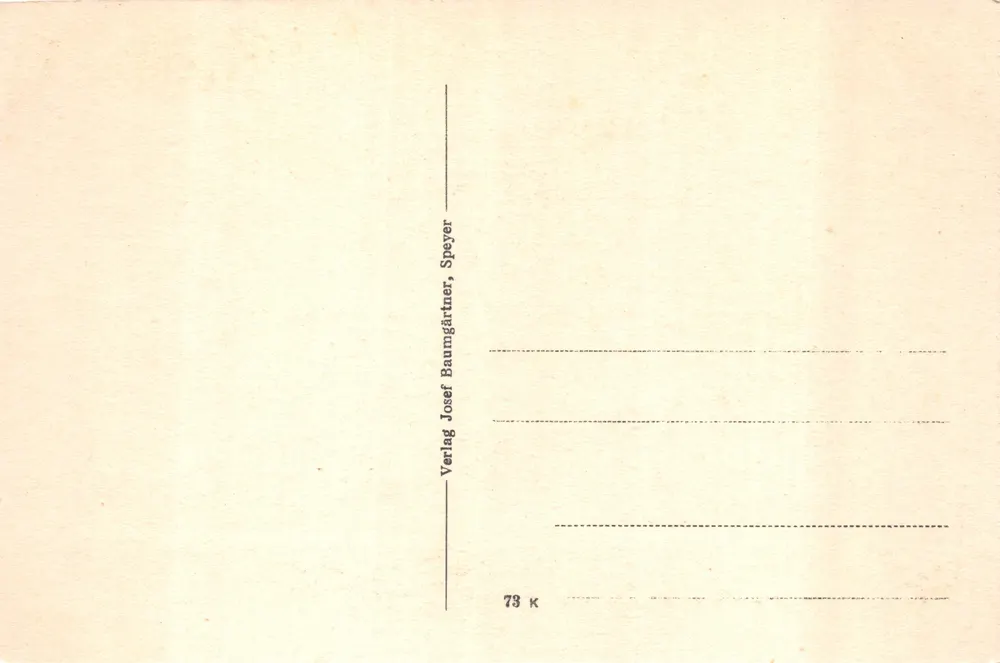 Dom zu Speyer — Modell vor dem Brand von 1689 — Verlag Bildhauer Brolich, Serie 1925 - Rückseite
