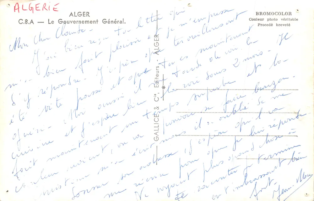 Algerien — Das Generalkommando — Verlag GALLICE & Cie, Algerien - Rückseite