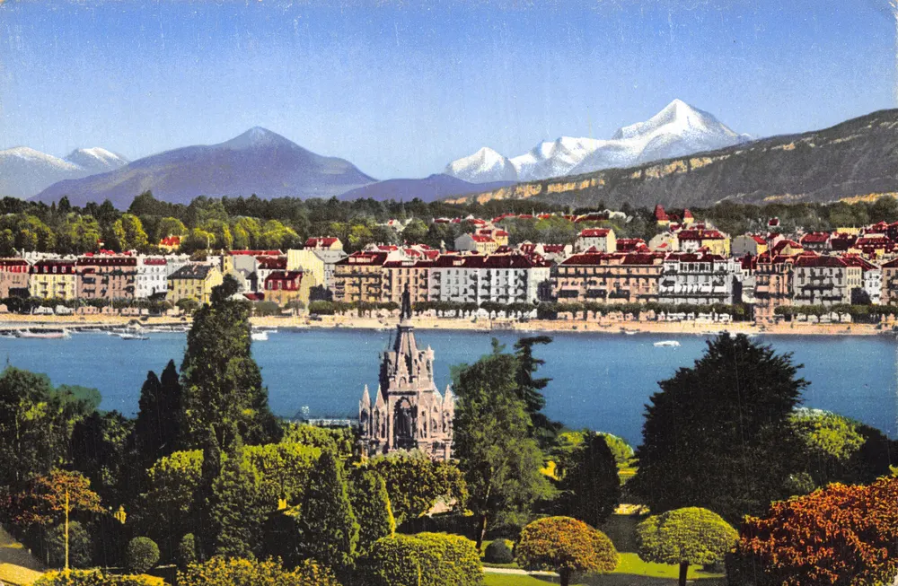 Genève — Monument Brunswick et chaîne du Mont-Blanc — Édition Lagger - Recto