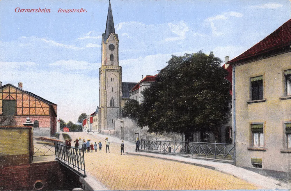Germersheim Ringstraße — Ansicht der Place mit Kirche und Brücke — Verleger nicht sichtbar - Vorderseite