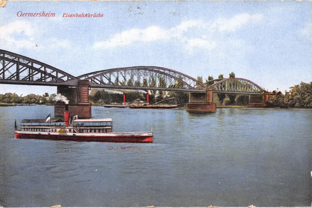 Germersheim — Eisenbahnbrücke über den Fluss — Verlag nicht sichtbar - Vorderseite