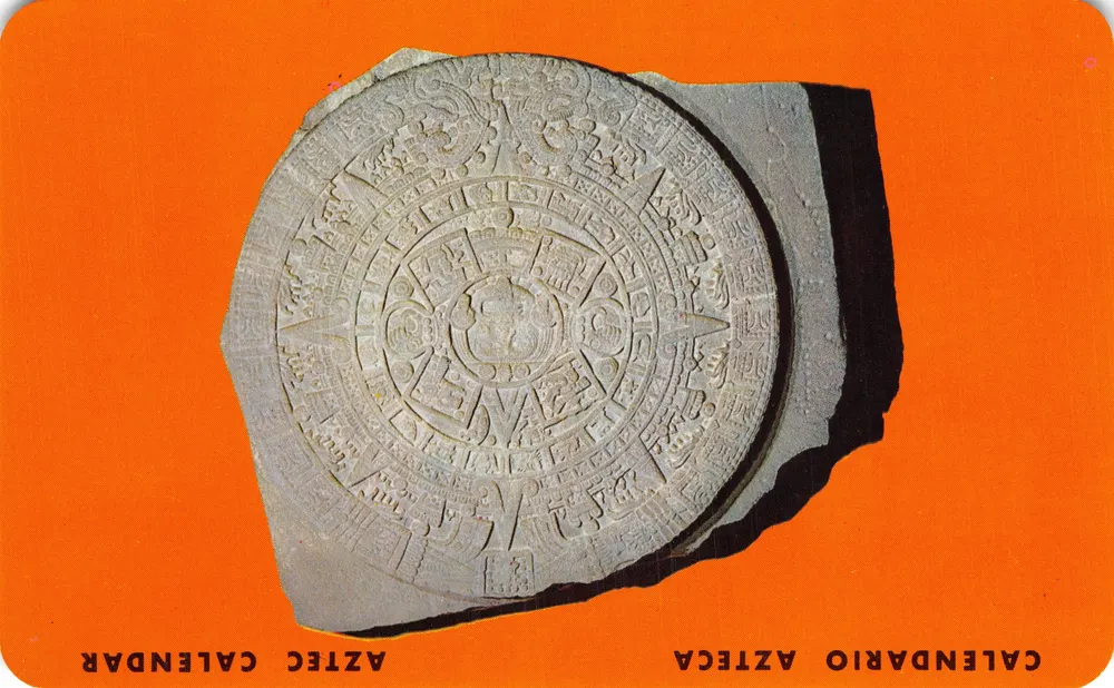 Aztekenkalender — gemeißelte Steine — Verlag ANMEX ASOCIADOS, S.A. (Rückseite) - Vorderseite