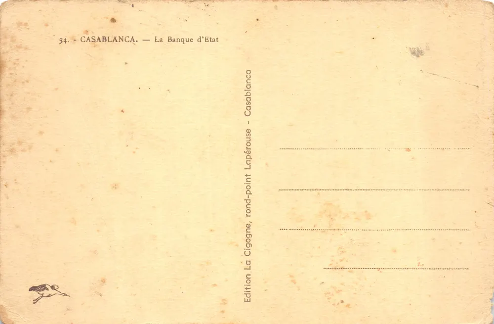 Casablanca — Staatsbank — Verleger Casablanca - Rückseite