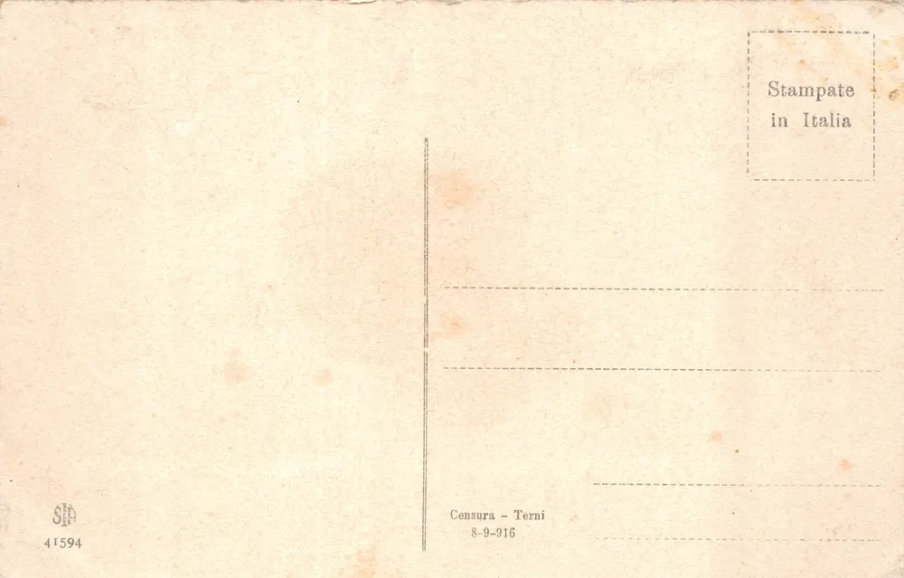 Begegnung zwischen Dante und Beatrice — Szene von Raffaello Sorbi — Verlag SIP, Nr. 41594 - Rückseite