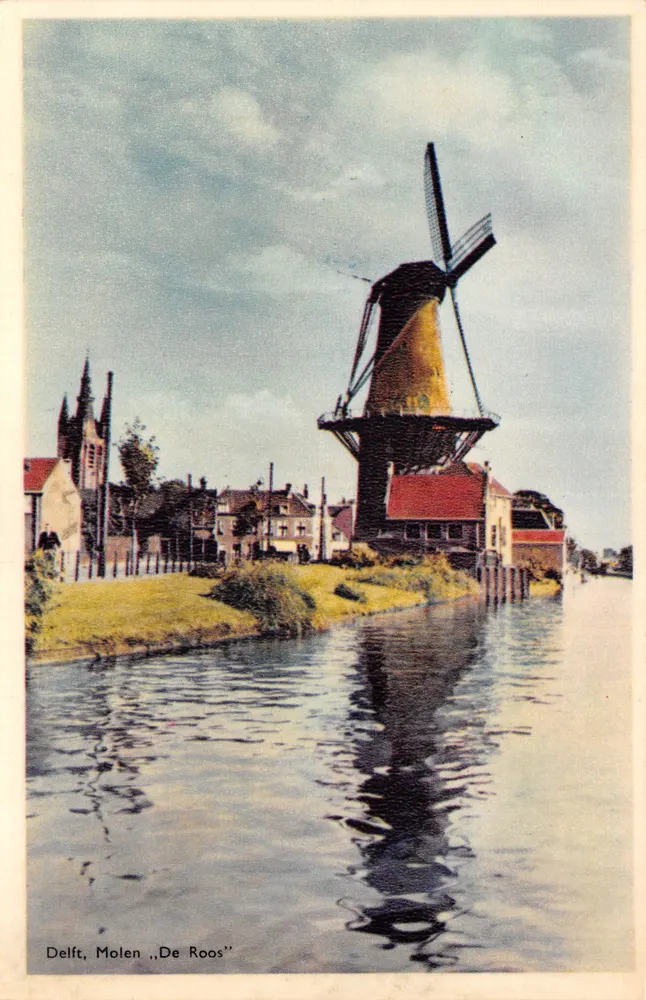 Delft, Mühle „De Roos“ — Mühle auf einem Kanal, Verlag MUVA - Vorderseite