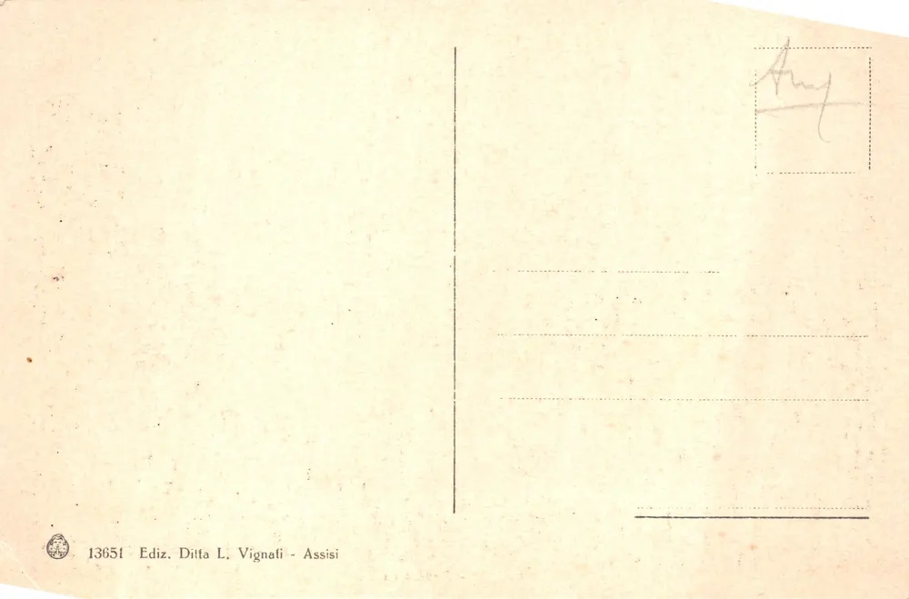 Assisi — Panorama — éditeur Ediz. Ditta L. Vignati - Assisi, n° 13651 - Verso
