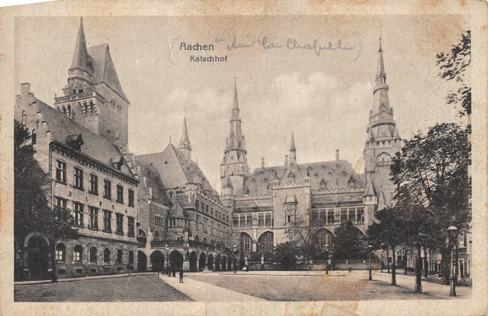 Aachen — Katschhof avec édifice gothique — éditeur non visible - 앞면