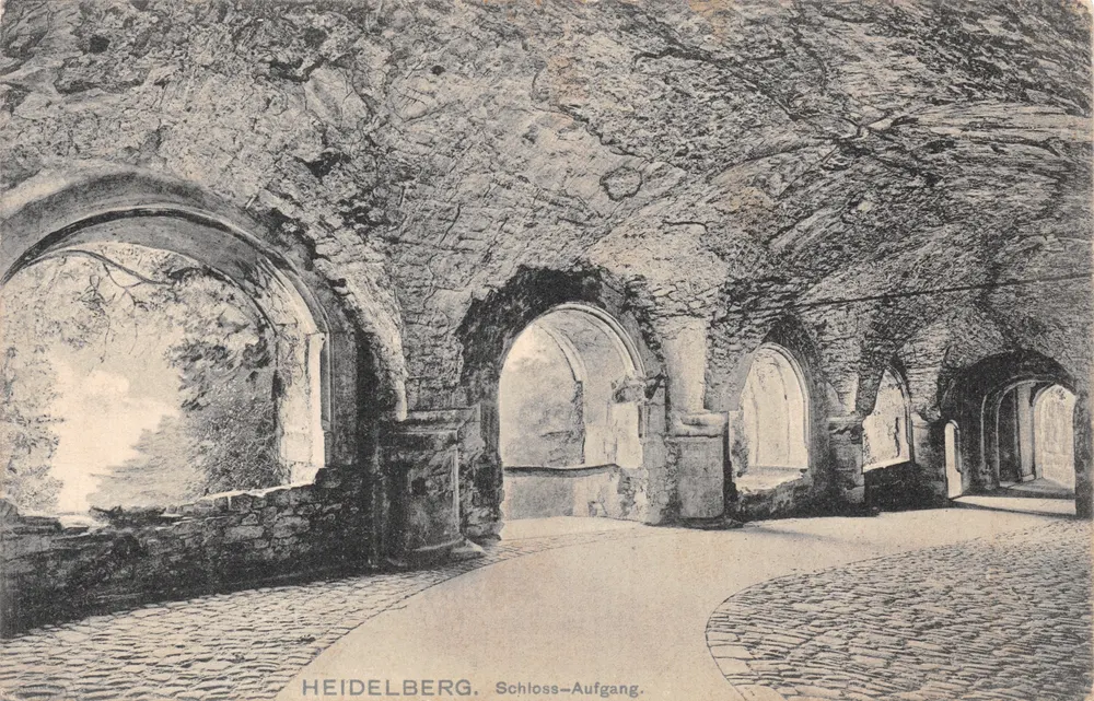 Heidelberg — Schloss-Aufgang (escalier du château) — Louis Glaser, Leipzig - Vorderseite