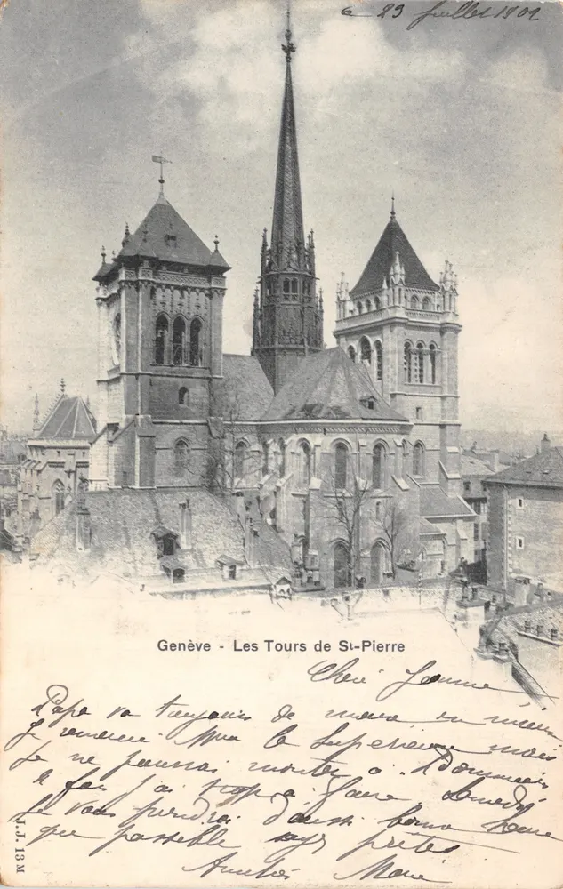 Genève — Les Tours de St-Pierre — éditeur J.J. 13M - Recto