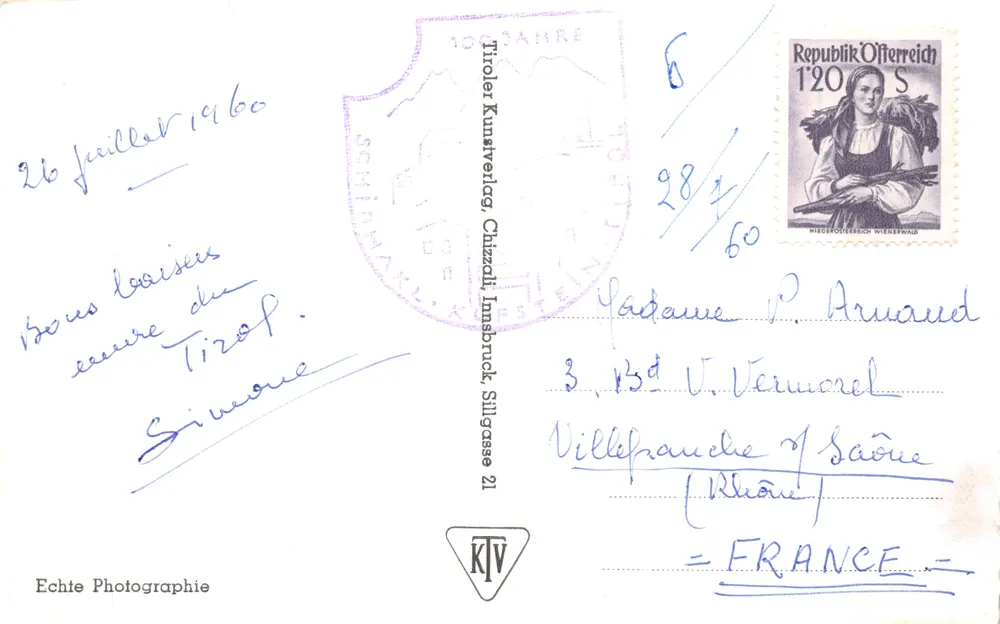 Kufstein i.T. mit dem Pendling 1565 m — Verlag Trioler Kunstverlag, Nr. 781 - Rückseite
