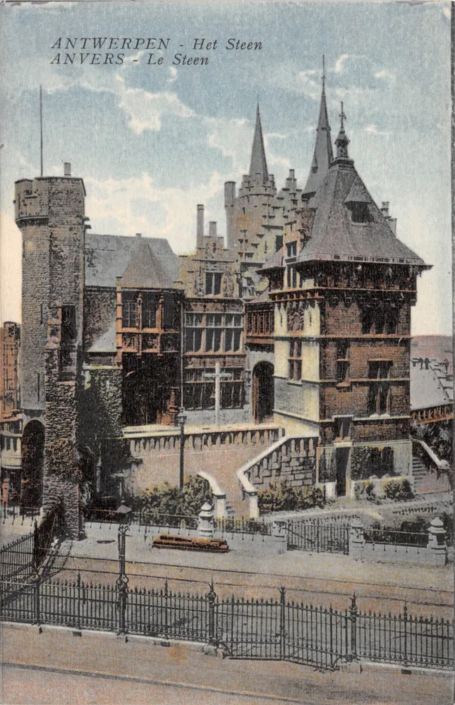 Antwerpen - Het Steen — Burgschloss mit Türmen und Treppen, Verleger nicht sichtbar - Vorderseite