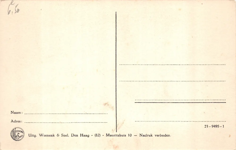 Anatomie — scène de dissection — éditeur Weenen & Snel, Den Haag, n° 23-9495-1 - Verso