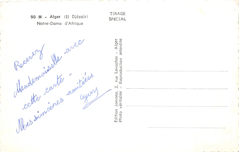 Notre-Dame von Afrika — Algier (El Djézair) — Edition Jomone - Rückseite