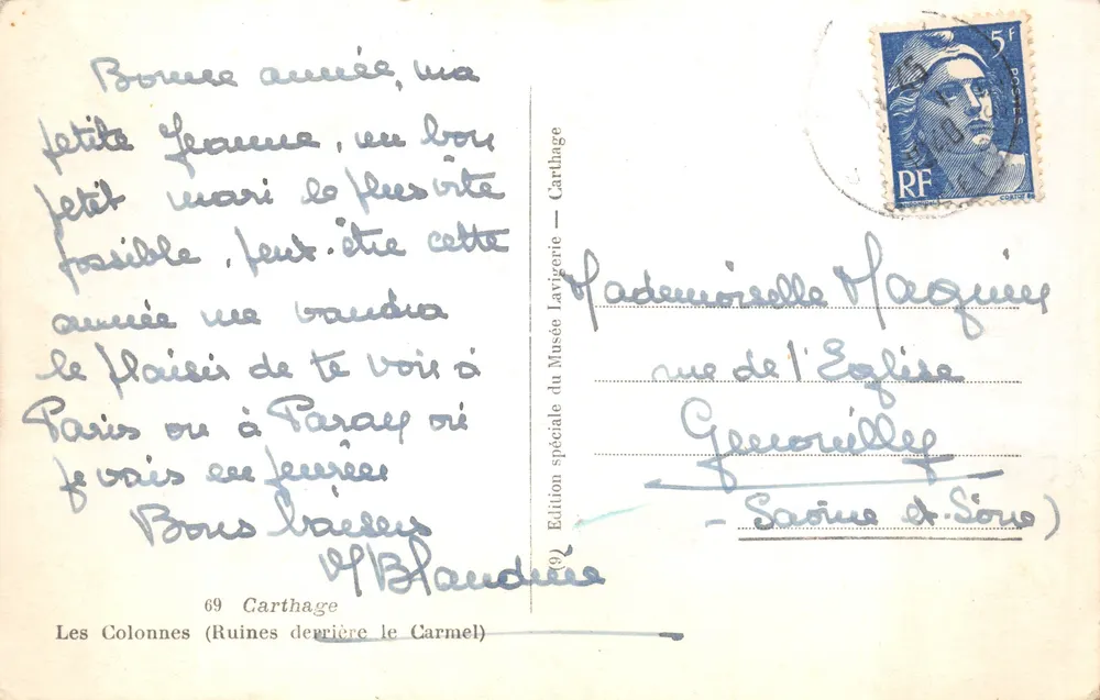 Die Säulen (Ruinen hinter dem Carmel) — Carthage — Sonderausgabe des Lavigerie-Museums - Rückseite